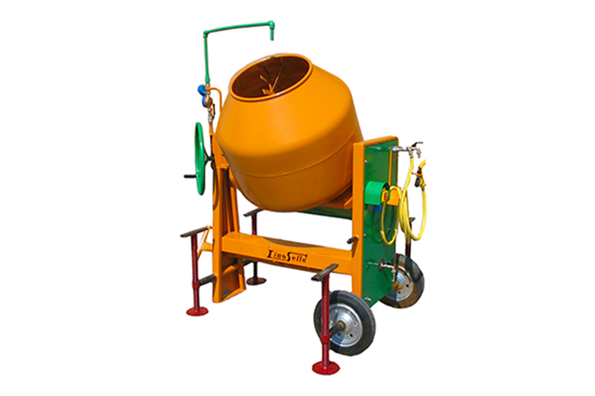 The water system is placed on the back of the machine and is provided with a rubber pipe with length 4 m and with a spray gun Model S 320 Type S 03 AC